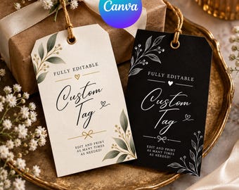 Editable Gift Tag Template,Custom Wedding Baby Shower Tags,Printable Favor Tag, Custom Calligraphy Gift Label,Minimalist Wedding favor tags