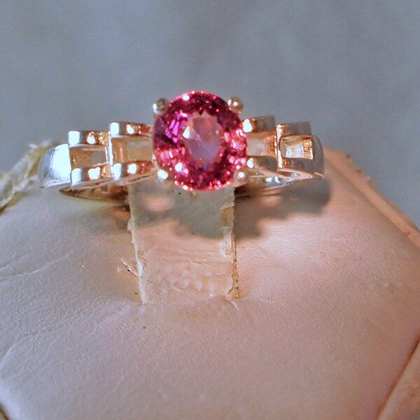 Pink Spinel Ring, 1.38 Carat, Sterling Silver  Filigree Ring, Size 6 1/2