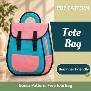 Naaipatroon voor een rugzak, patroon voor een tas, naaipatroon in PDF, eenvoudig patroon voor een rugzak, naaipatroon, beginnersvriendelijke PDF-sjabloon, taspatroon