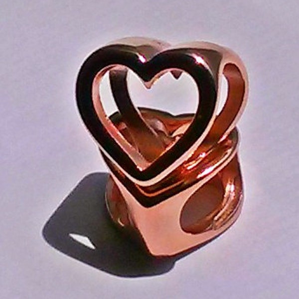 NEW ROSE GOLD 10x6mm Heart Sliders - fits 10mmx6mm Regaliz Leather - Beads Jewelry Supplies Crafting Supplies Jewelry Making