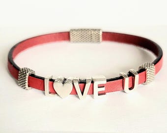 Kit para hacer pulseras de cuero – Pulsera personalizada Love U (5 x 2 mm)