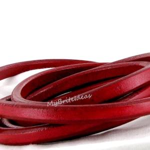 10x6mm 1 Meter Regaliz Leather Oval 10X6MM DISTRESSED RED - Beads Jewelry Supplies Crafting Supplies Jewelry Making