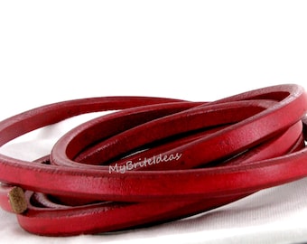 10x6mm 1 Meter Regaliz Leather Oval 10X6MM DISTRESSED RED - Beads Jewelry Supplies Crafting Supplies Jewelry Making