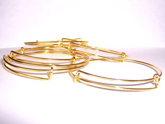 Adjustable Goldtone Charmbangle/bracelet Alloy Metal- Jewelry