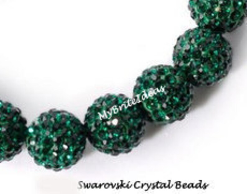 BEST QUALITY 5 Dark Green 8mm Swarovski Crystal Elements Pave Rhinestone Disco Beads Jewelry Supplies Crafting Supplies Jewelry Making image 2