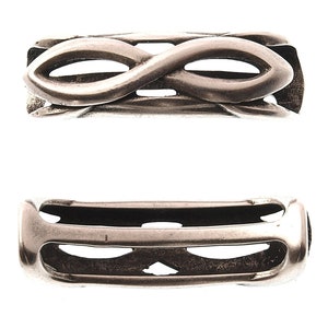 10x6mm Silvertone Infinity Spacer aka Slider - fits  Regaliz Leather - Beads Jewelry Supplies Crafting Supplies Jewelry Making