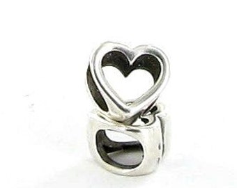 10x6mm SILVER Heart Sliders - fits 10mmx6mm Regaliz Leather Jewelry Supplies and Beads and Craft supplies