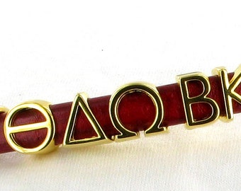 GREEK LETTER Sliders - fits 10mmx6mm Regaliz Leather GOLD Jewelry Supplies and Beads and Craft supplies