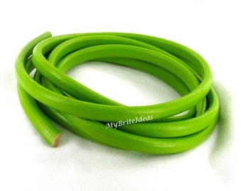 10x6mm Regaliz Leather Oval 10X6MM PISTACHIO 8 inches Jewelry Supplies Beads and Craft supplies Jewelry Making