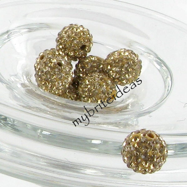 5 Light. Gold 14mm Swarovski Crystal Elements Disco Ball Beads aka Pave Rhinestone Disco Ball Beads Jewelry & Craft supplies Jewelry Making