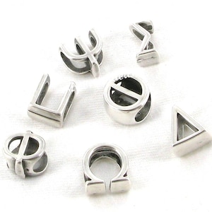 10x6mm Greek Alphabet Sliders - fits 10mmx6mm Regaliz Leather Jewelry Supplies and Beads