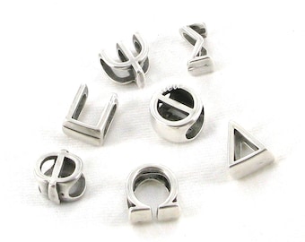 10x6mm Greek Alphabet Sliders - fits 10mmx6mm Regaliz Leather Jewelry Supplies and Beads