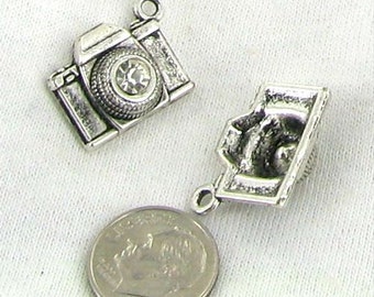Antique Silver Camera with Crystal Charms Jewelry Supplies and Beads and Craft supplies
