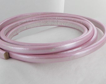 10x6mm 1 Meter Regaliz Leather Oval 10X6mm METALLIC LT. PINK - Beads Jewelry Supplies Crafting Supplies Jewelry Making
