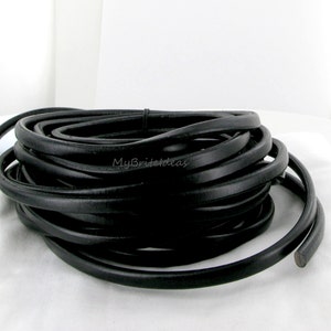 10x6mm 1 Meter Regaliz Leather Oval 10X6MM BLACK - Beads Jewelry Supplies Crafting Supplies Jewelry Making