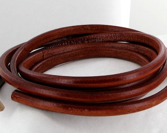 10x6mm 8 inches Regaliz Leather Oval 10X6mm MEDIUM BROWN Jewelry Supplies