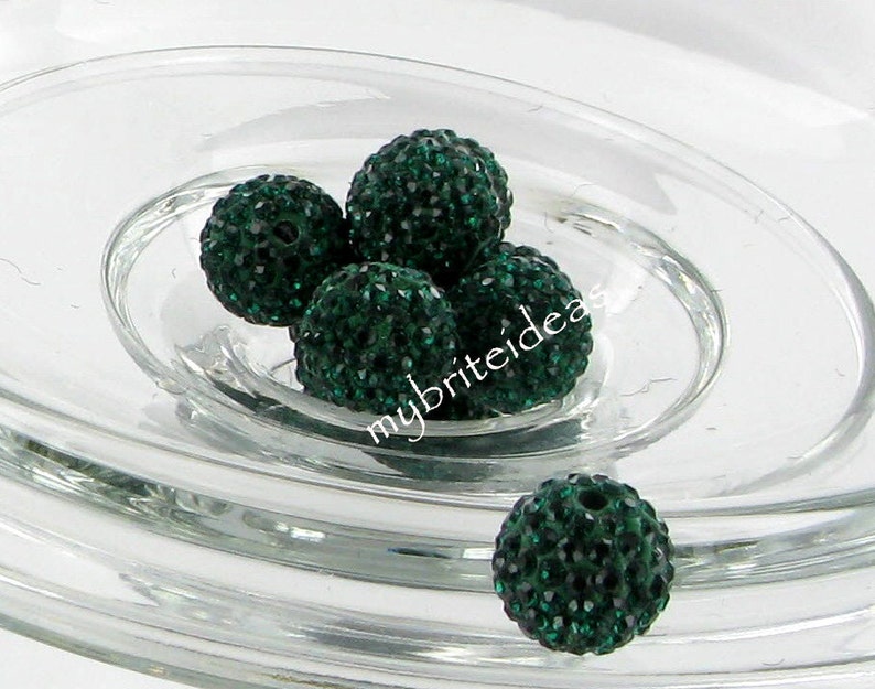BEST QUALITY 5 Dark Green 8mm Swarovski Crystal Elements Pave Rhinestone Disco Beads Jewelry Supplies Crafting Supplies Jewelry Making image 1