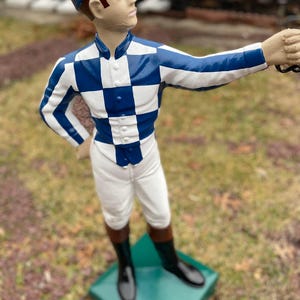 Famous Silks Lawn Jockey - Heirloom, Hand-Painted, Cast Stone, Iconic Racing Silks
