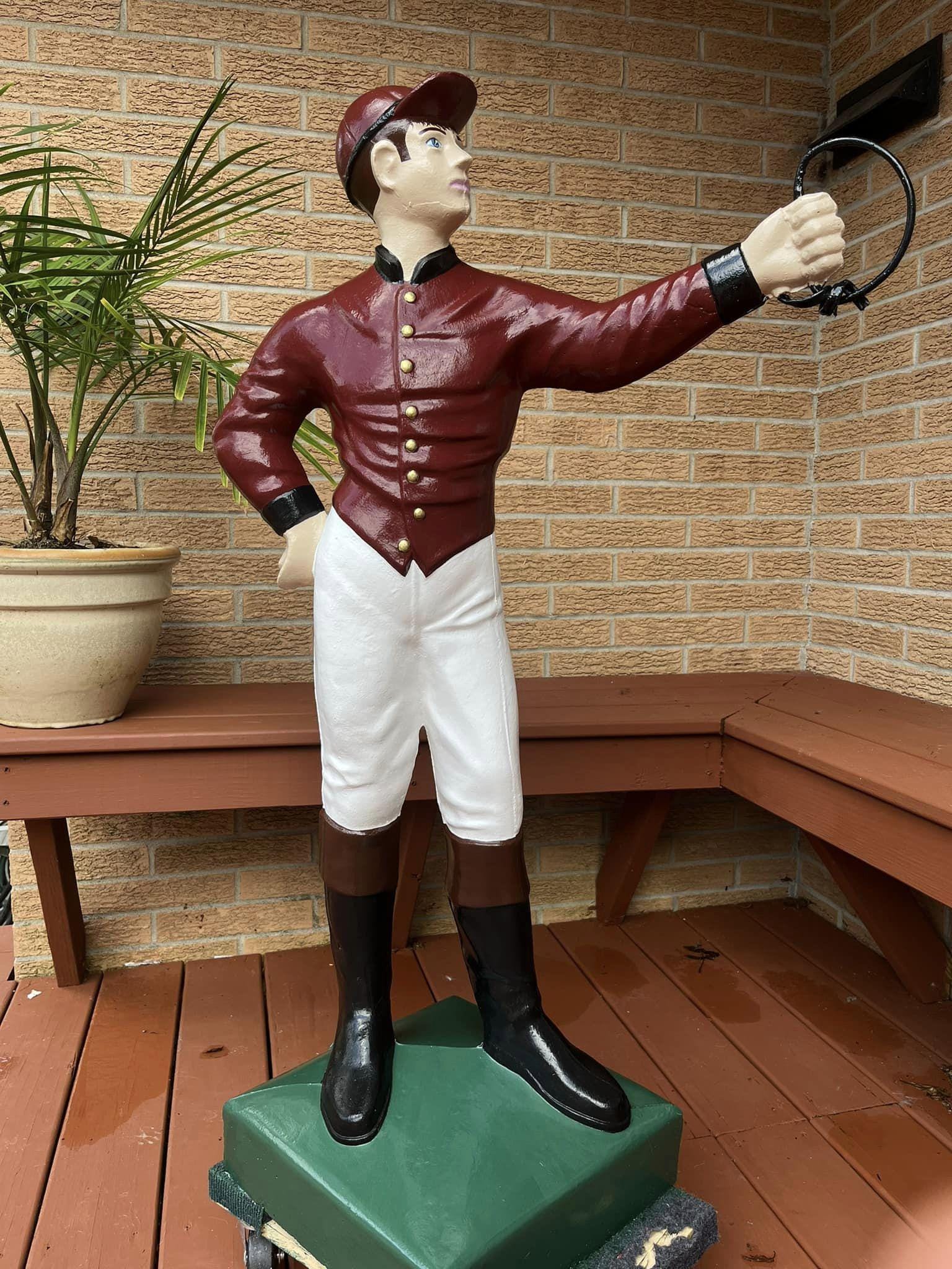 RARE Antique/Vintage 21 Club Cast Iron Red Enamel Lawn Jockey Place Card  Holder, image size:1536x2048