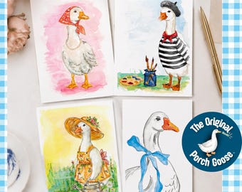 Goose Greeting Card Set (12 Cards) | Watercolor Goose Art  | Blank 5x7 Notecards | Support Tetanus Recovery Fund