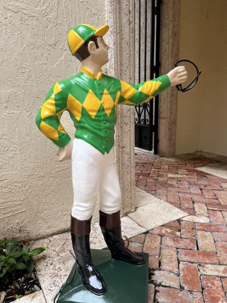 Custom Cast Stone Lawn Jockey – Hand-painted Heirloom Equestrian Statue