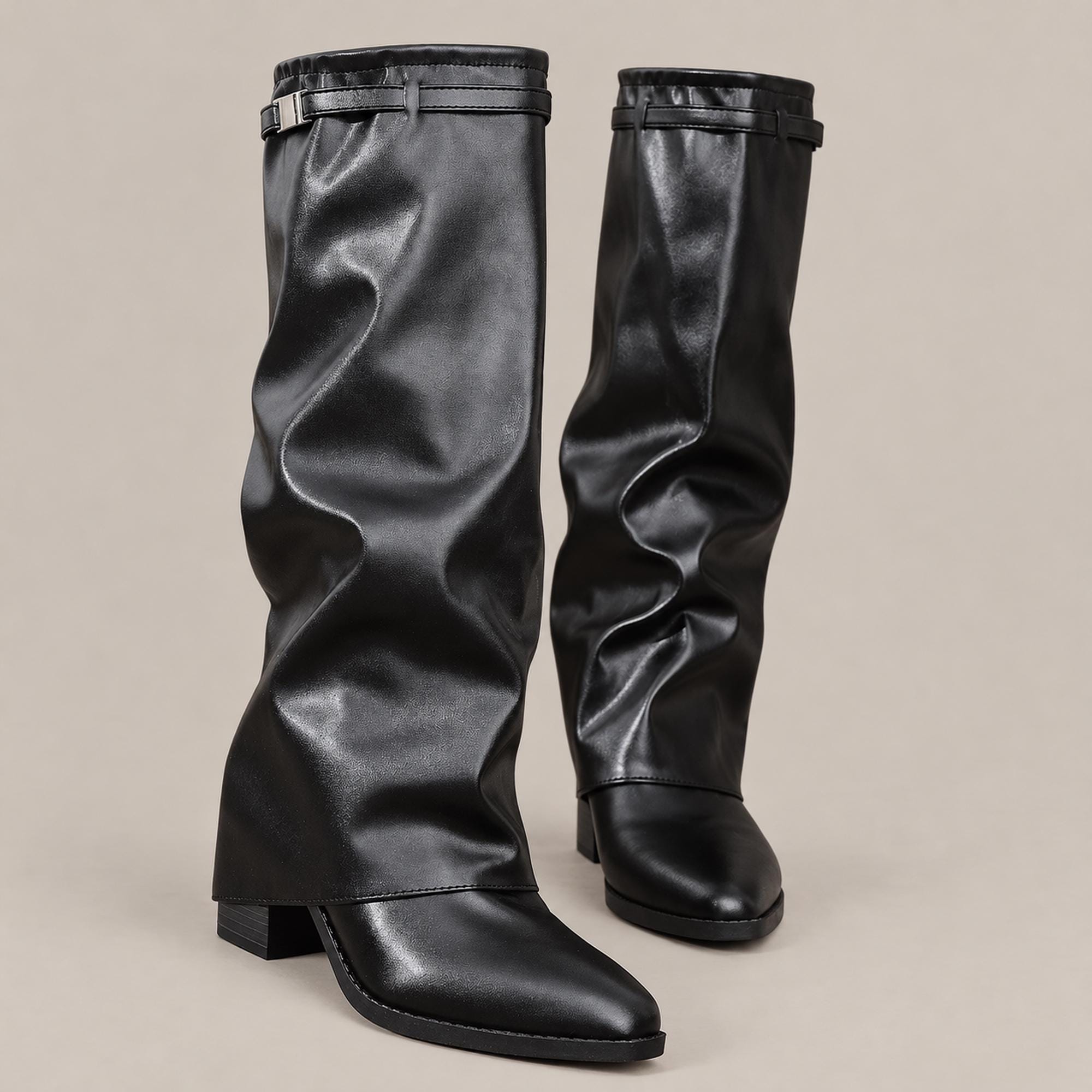 Leather Fold Over Boots - Etsy