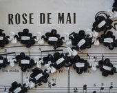 2y Black White French Style Rococo Rosette Flower Ribbon Work Hat Doll Trim Bonnet Dress Victorian Flapper Crazy Quilt Cloche Boudoir