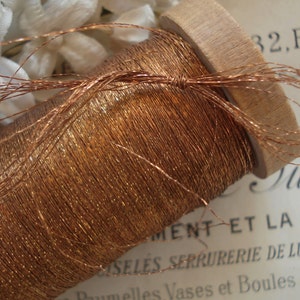 10y Antique Vintage French 2-Ply Twist Copper All Metal Metallic Embroidery Floss Sewing Thread Ribbonwork Trim Vestment Millinery
