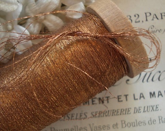 10y Antique Vintage French 2-Ply Twist Copper All Metal Metallic Embroidery Floss Sewing Thread Ribbonwork Trim Vestment Millinery
