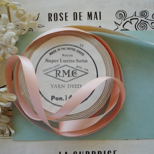 Unbenutzte Rolle 10 Meter Vintage USA 3/20,3 cm Soft Rose Pink Viskose Satinband Zierhut Puppe Hut Blume Zierband Arbeit Mütze Nähen Shabby Chic