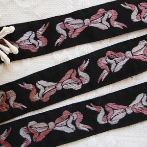1y Vintage Francés 3/4" Ombre Mauve Rosa Negro Rayón Tejido Floral Arco Jacquard Brocado Aplique Cinta Recortar Chica Vestido Sombrero Muñeca Loco Edredón