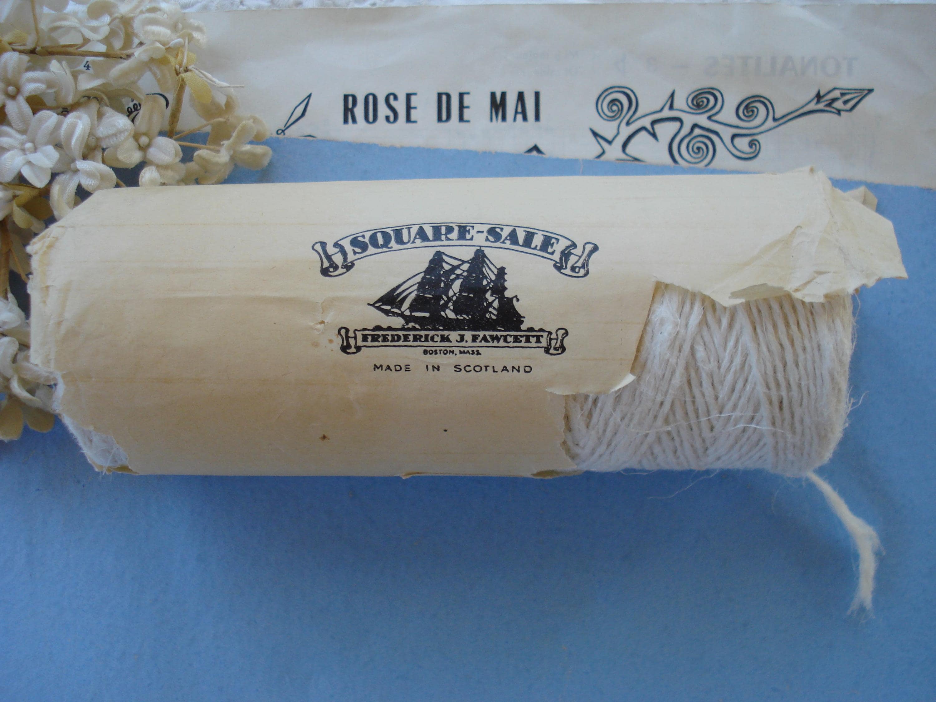Vintage Large Spool Scotland Square Sale Frederick Fawcett Linen