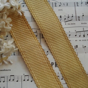 18" Antique French Sparkly Gold Real Metal Jacquard Brocade Passementerie Vestment Metallic Scallop Woven Ribbon Trim Military Uniform