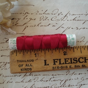 10m Vintage Gutermann Deep Red # 46 Silk Spool Buttonhole Twist Hand Sewing Embroidery Thread Floss French Ribbon Antique Belding Corticelli