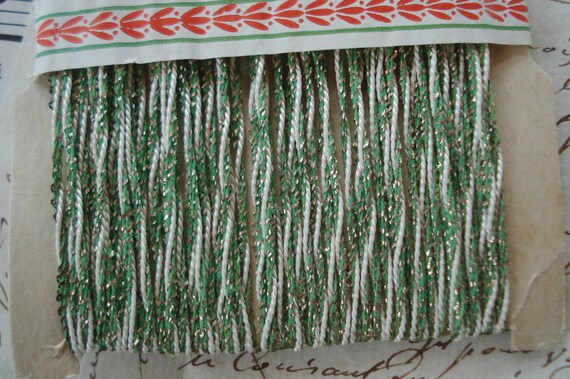 Forfait Noël Vintage vert argent métallisé clinquant torsade blanche blanche blanche cordon victorien Shabby ornement cadeau de Noël garniture de ruban d’emballage 8031a3 Forfait Noël Vintage vert argent métallisé clinquant torsade blanche blanche blanche cordon victorien Shabby ornement cadeau de Noël garniture de ruban d’emballage 8031a3