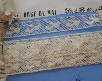 1y Antique French 7/8" Cotton Floral Scroll Art Deco Airy Net Valenciennes Dainty Lace Heirloom Trim Vintage Edwardian Flapper Hat Bonnet