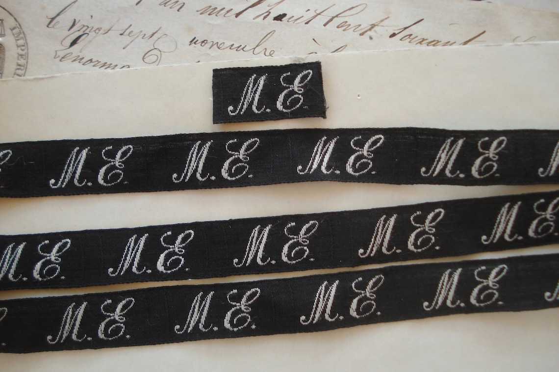 1 Antique French White Black Fancy Script Monogram Initial | Etsy