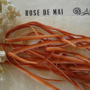 3y Vintage French 3/16&quot; Ombre Rust Orange Ribbonwork Trim Ribbon Flowers Pansy Bebe Doll Dress Hat Edwardian Flapper Trim Junk Journal