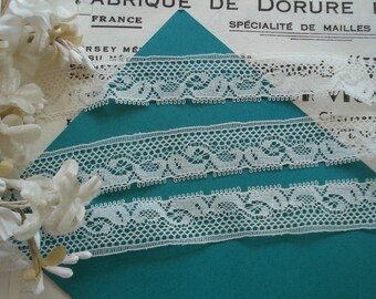 1y Antique French 5/8" Cotton Floral Scroll Swag Garland Vine Airy Net Valenciennes Dainty Lace Heirloom Trim Vintage Dress Hat Baby Bonnet