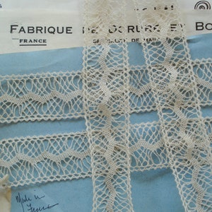 1y 18&quot; Antique French 1 1/8&quot; Cotton Ric Rac Zig Zag Floral Airy Net Valenciennes Dainty Lace Heirloom Ribbon Trim Vintage Dress Hat Bonnet