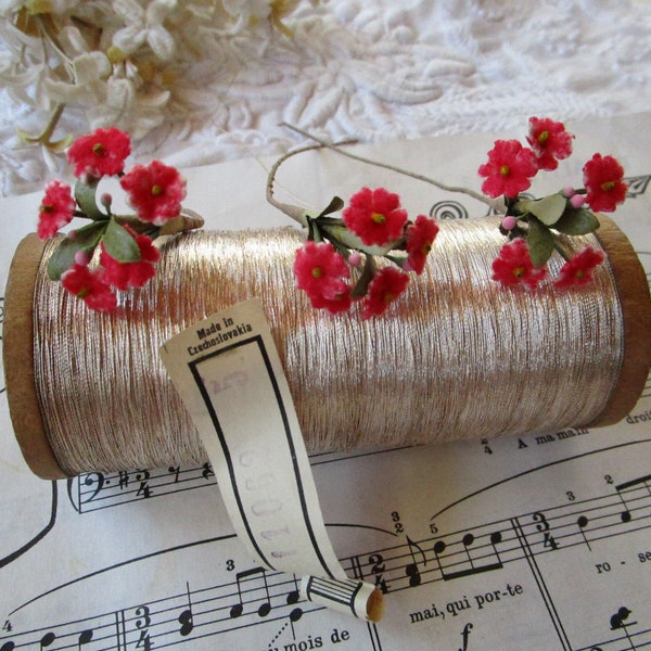 1 Vintage European Tiny Bouquet Red Forget-Me-Not Ginny Victorian Bisque Doll Millinery Flower Cloche Wedding Doll Bear Trim Dollhouse