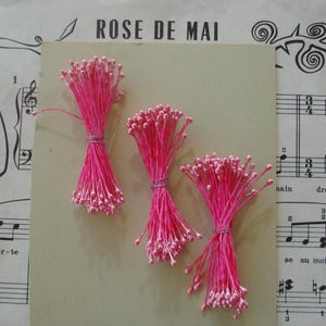 Lote 3 Vintage Shabby Pearlized Médio Rosa Duplo Chapelaria Flor Estames Pips Antigo Chapéu de Fita Vestido de Boneca em Miniatura Buquê Guarnição
