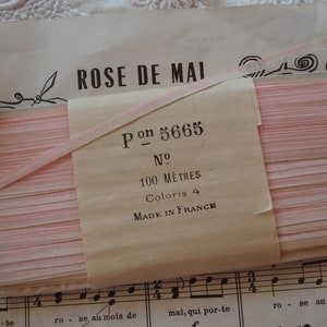 1y Antique French c1920s 3/16&quot; Ombre Pink Cream Silk Tiny Stripe Millinery Ribbon Work Flower Trim Flapper Edwardian Miniature Doll Clothes