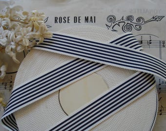 1y Vintage 7/8 Black White Stripe Grosgrain Petersham Millinery Ribbon Trim Hat Belting Doll Tote Bag Bow Sewing Cockade Pinwheel Flower