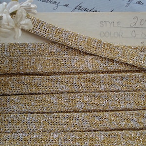 1y Vintage 1/2" Sparkly Silver Gold Metallic Lurex Woven Braid Lace Metallic Ribbon Trim Edwardian Doll Hat Flapper Dress Wedding Bridal