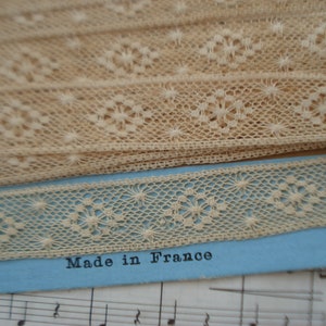 1y 8" Antique French 7/8" Intricate Floral Cotton Net Insert Lace Scallop Ribbon Trim French Doll Dress Edwardian Victorian Flapper Hat Trim