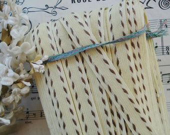 3y Vintage Swiss 5/8" Pale Wheat Brown Horsehair Straw Lace Ribbon Trim Millinery Braid Ladies Antique Hat Cloche Fedora Stetson Facinator