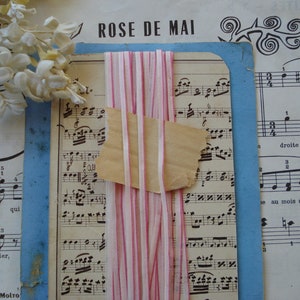 1y Antique French c1920s 1/8&quot; Ombre Pink Silk Tiny Stripe Millinery Ribbon Work Flower Trim Flapper Edwardian Miniature Doll Clothes House