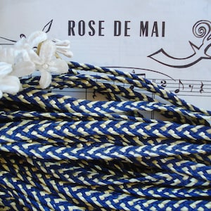 3y Vintage French c1940's Navy Blue Cream Millinery Braid Raffia Straw Ladies Hat Cloche Trim Hat Making Supply Ribbon Wedding Bouquet Trim