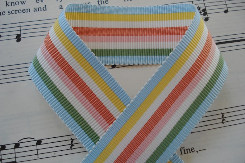 Vintage RAYON STRIPE 1 3//8/" GROSGRAIN RIBBON TRIM 1 yard France DRESS DOLL